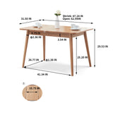 Natural solid oak round corner diagonal leg telescopic table 1.2-1.6m, for 6-8 people to meet 
 Dining table wood (light color) - Home Elegance USA