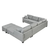 121.3" Oversized Sectional Sofa with Storage Ottoman, U Shaped Sectional Couch with 2 Throw Pillows for Large Space Dorm Apartment - SG000870AAE - image - 16