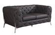 Global United Transitional Top Grain 100% Italian Leather Upholstered Loveseat Home Elegance USA