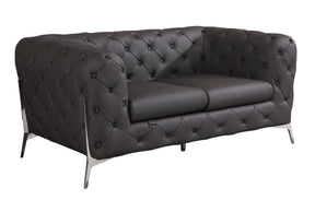 Global United Transitional Top Grain 100% Italian Leather Upholstered Loveseat Home Elegance USA