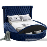 Meridian Furniture - Luxus Velvet Queen Bed In Navy - Luxusnavy-Q