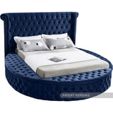 Meridian Furniture - Luxus Velvet Queen Bed In Navy - Luxusnavy-Q