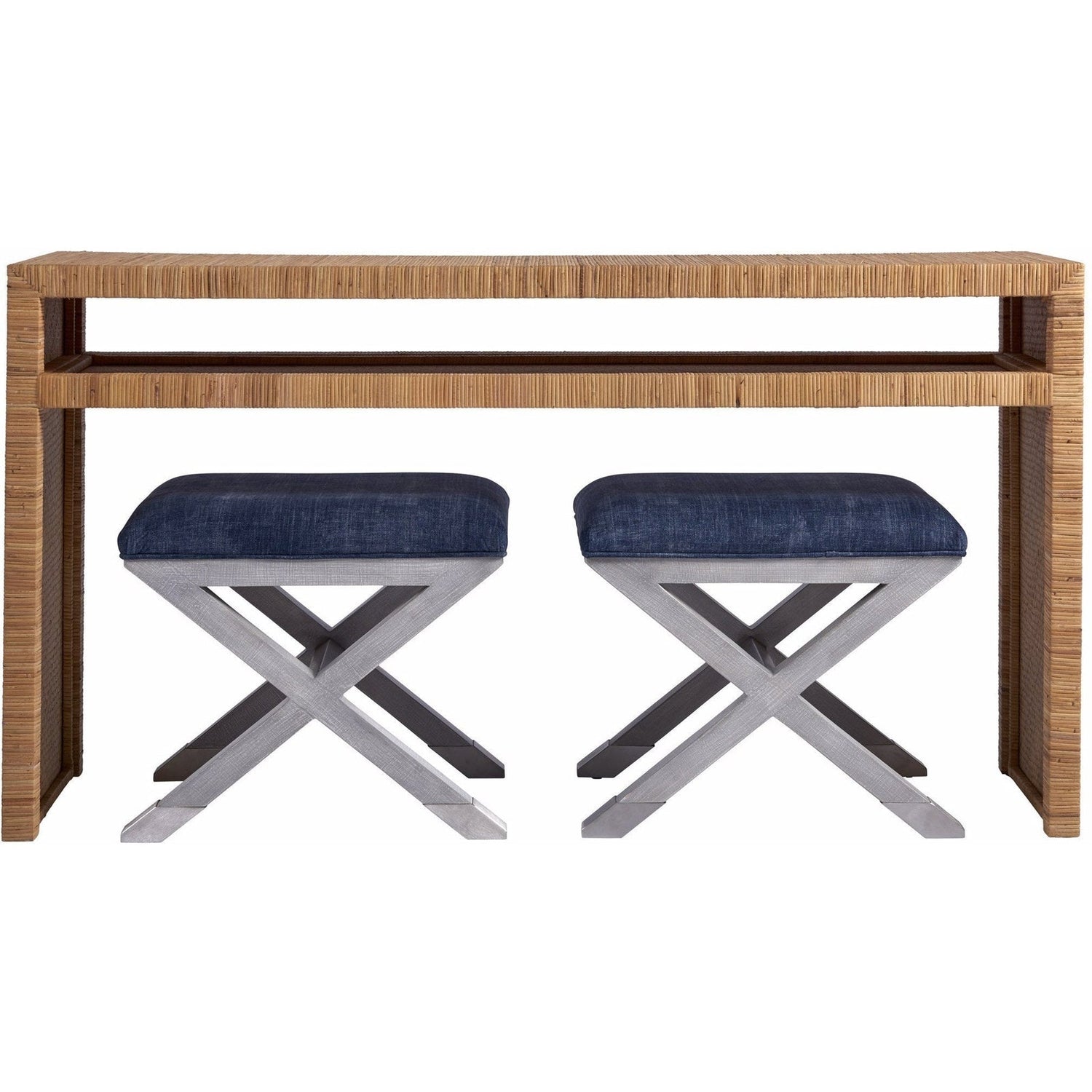 Long Key Console Table Wrapped Rattan Accent | Universal