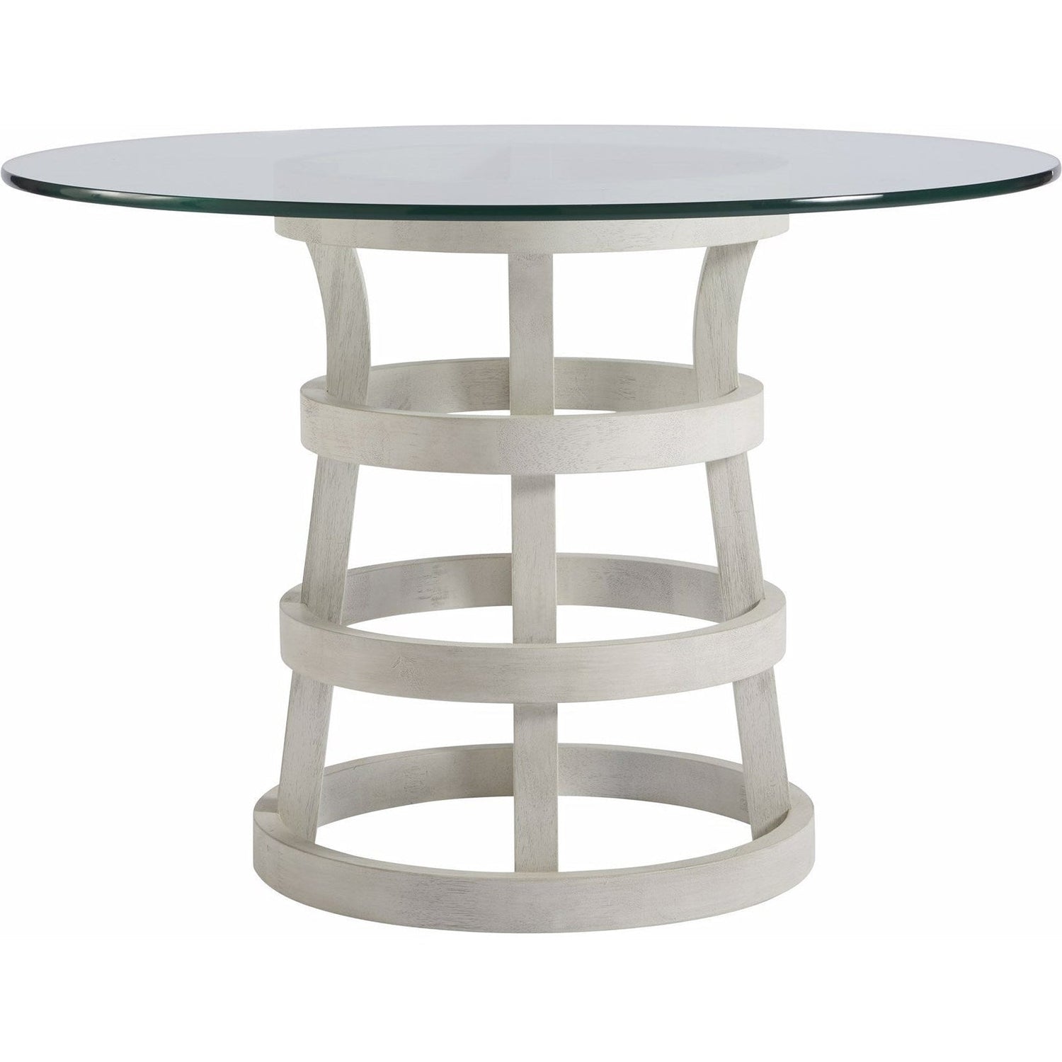 Escape Round Dining Table Sandbar Finish with Glass Top (44" or 54") – Universal