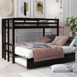 Twin over Pull-out Bunk Bed with Trundle, Espresso - Home Elegance USA