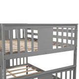 Full over Full Bunk Bed with Twin Size Trundle and Ladder-Gray(Old SKU: LP000204AAE) - Home Elegance USA