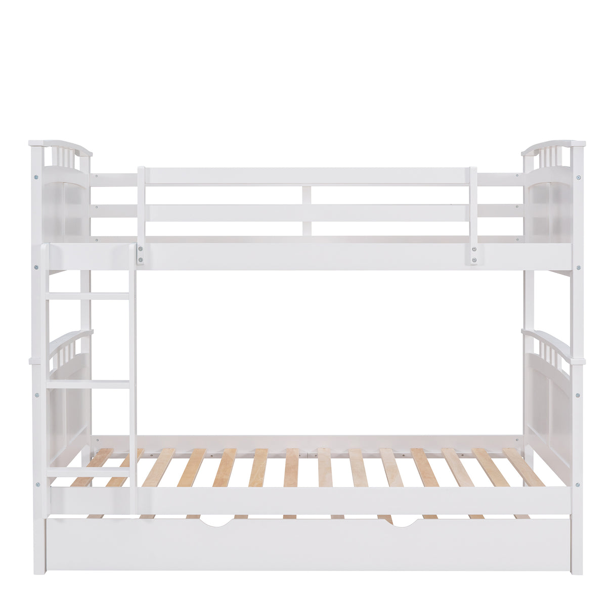 Twin-Over-Twin Bunk Bed with Twin size Trundle , Separable Bunk Bed for Bedroom - White - Home Elegance USA