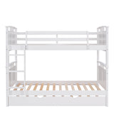 Twin-Over-Twin Bunk Bed with Twin size Trundle , Separable Bunk Bed for Bedroom - White - Home Elegance USA