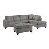 Homelegance - Emilio 3-Piece Reversible Sectional With Ottoman In Gray - 8367Tp*3