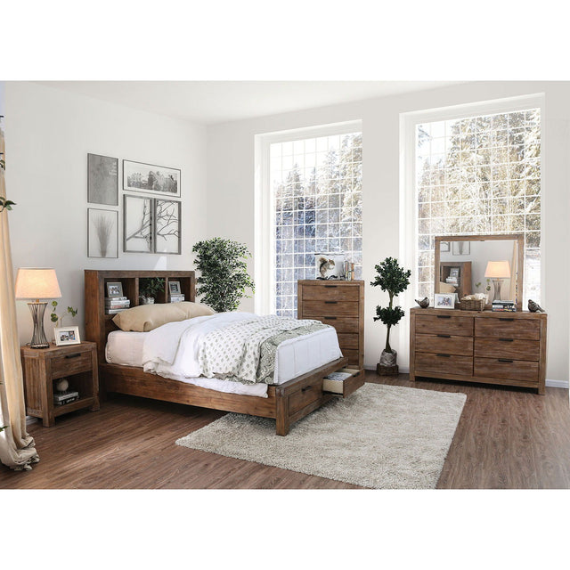 Mcallen - 4 Piece Queen Bedroom Set - Weathered Light Oak - Home Elegance USA