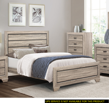 Natural Finish Contemporary Design 1pc Queen Size Bed Dark Under-Paneling Wooden Bedroom Furniture - Home Elegance USA