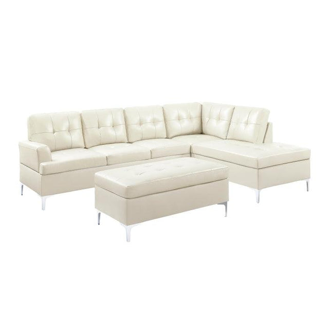 Barrington 3 - Piece Sectional With Right Chaise And Ottoman In White 8378Wht*3 | Homelegance | Home Elegance USA