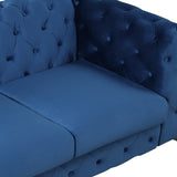 63" Velvet Upholstered Loveseat Sofa,Modern Loveseat Sofa with Button Tufted Back,2 - Person Loveseat Sofa Couch for Living Room,Bedroom,or Small Space,Blue - SG000602AAC - image - 15