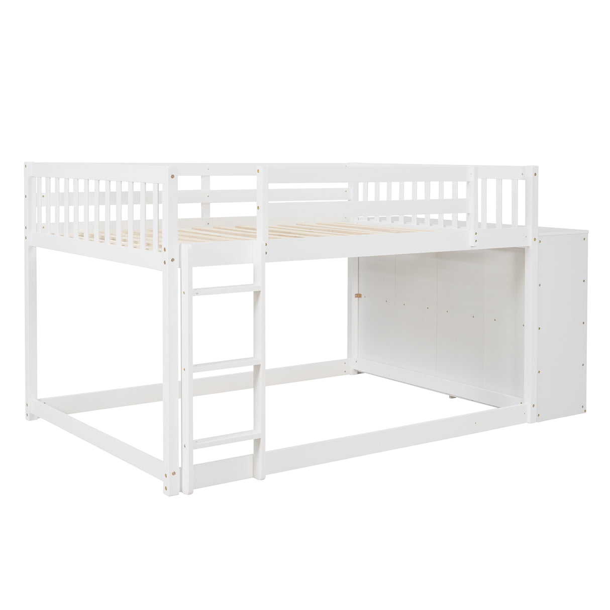 Full over Full Bunk Bed with 4 Drawers and 3 Shelves-White - Home Elegance USA