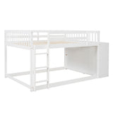 Full over Full Bunk Bed with 4 Drawers and 3 Shelves-White - Home Elegance USA