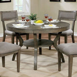 Rustic Grey Solid wood Round Dining Table w Shelf Dining Room Furniture 1pc Table Only - Home Elegance USA