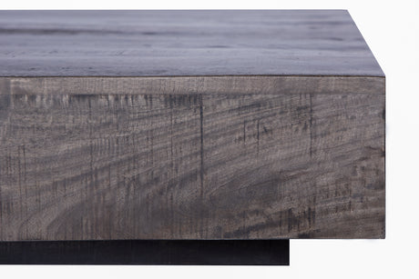 Charcoal Finish Solid Wood Low Profile Rough Coffee Table Home Elegance USA