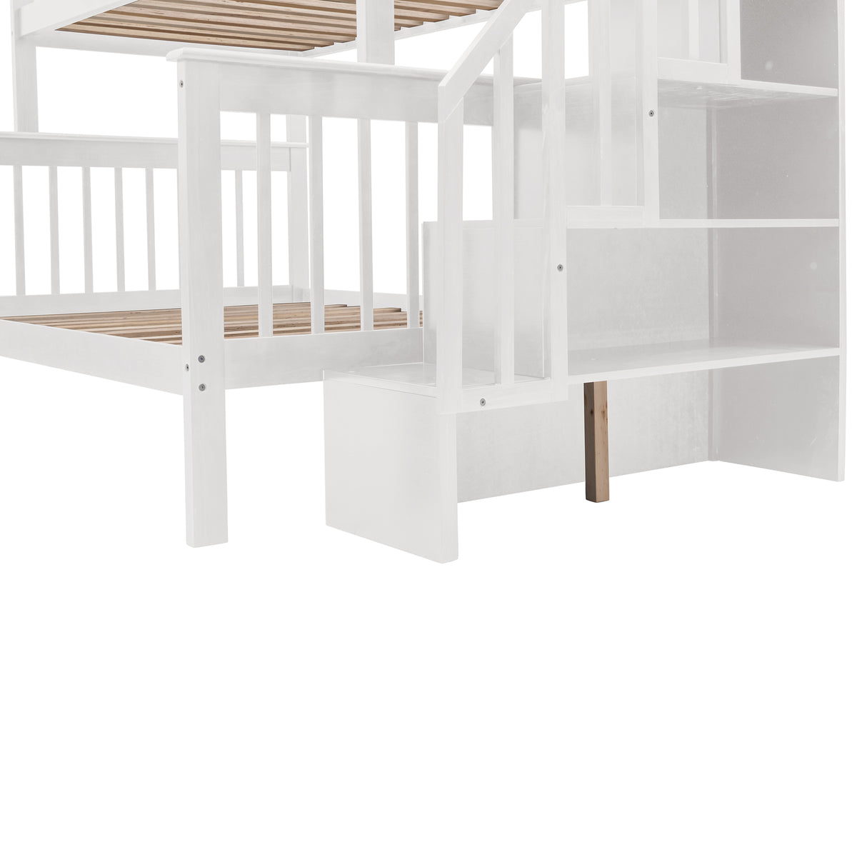 Stairway Twin-Over-Full Bunk Bed with Drawer, Storage and Guard Rail for Bedroom, Dorm, for Adults, White color(OLD SKU :LP000219AAK) Home Elegance USA