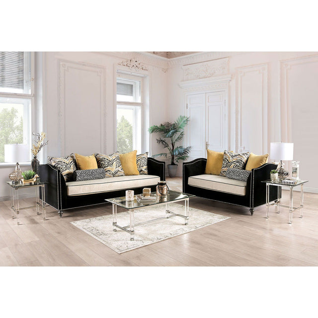 Maya - Sofa & Loveseat - Black / Beige - Home Elegance USA