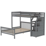 Twin over Full Loft Bed with Staircase,Gray(OLD SKU:SM000107AAE) - Home Elegance USA