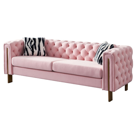 Modern velvet sofa PINK color - Home Elegance USA