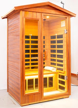 Two person Far infrared Khaya wood outdoor sauna room (Roof & Floor) - Home Elegance USA