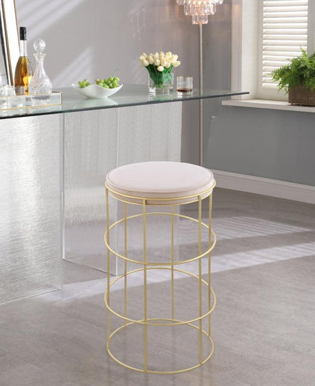 Meridian Furniture - Rebar Velvet Counter Stool Set Of 2 In Cream - 940Cream-C