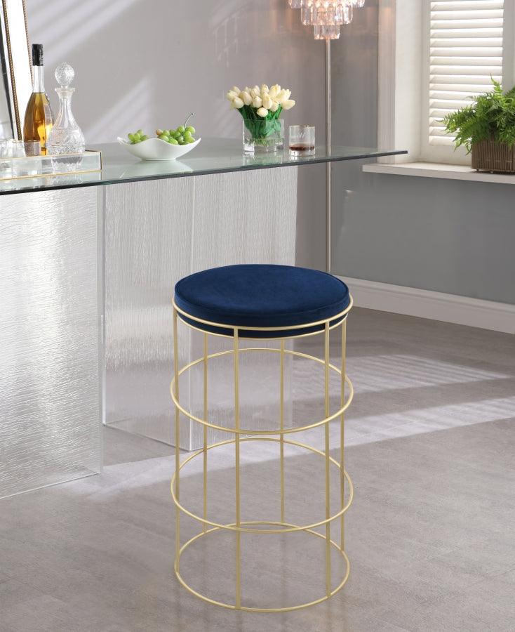 Meridian Furniture - Rebar Velvet Counter Stool Set Of 2 In Navy - 940Navy-C