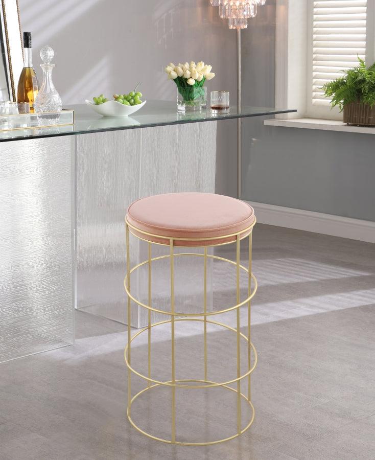 Meridian Furniture - Rebar Velvet Counter Stool Set Of 2 In Pink - 940Pink-C