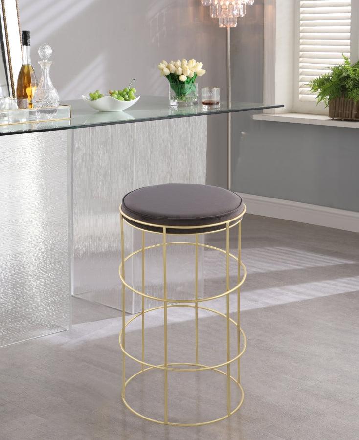 Meridian Furniture - Rebar Velvet Counter Stool Set Of 2 In Grey - 940Grey-C