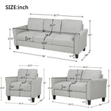 Living Room Sets Furniture Armrest Sofa Single Chair Sofa Loveseat Chair 3-Seat Sofa (ChairLoveseat Chair&3-Seat Sofa, Light Gray) Home Elegance USA