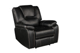 Hong Kong 3 Piece Power Reclining Sofa Set made with Faux Leather in Black Home Elegance USA