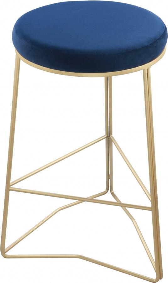 Meridian Furniture - Tres Velvet Counter Stool Set Of 2 In Navy - 942Navy-C