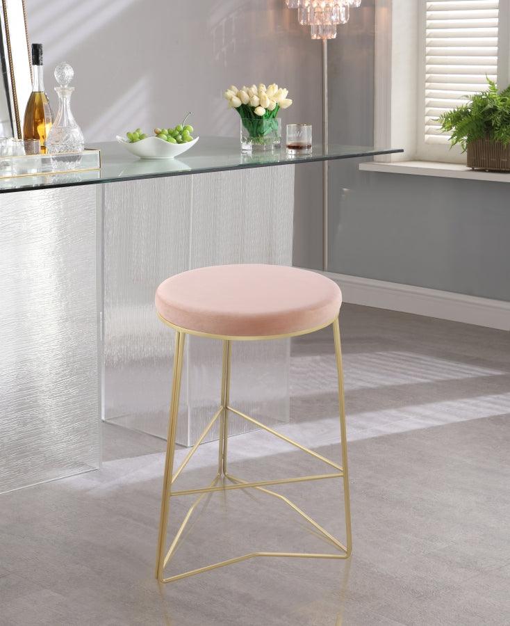 Meridian Furniture - Tres Velvet Counter Stool Set Of 2 In Pink - 942Pink-C