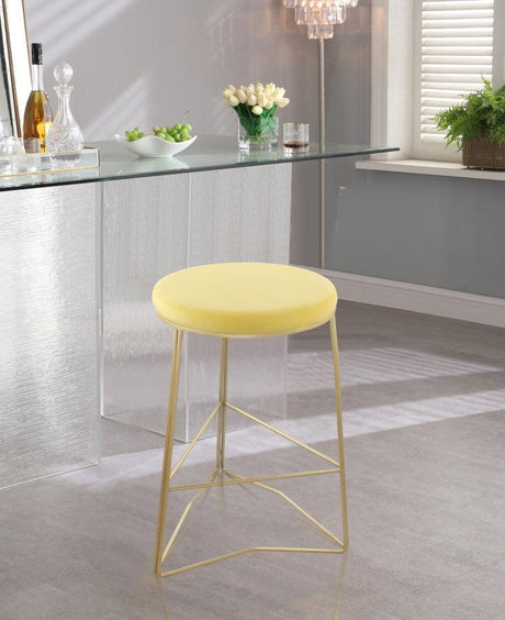 Meridian Furniture - Tres Velvet Counter Stool Set Of 2 In Yellow - 942Yellow-C