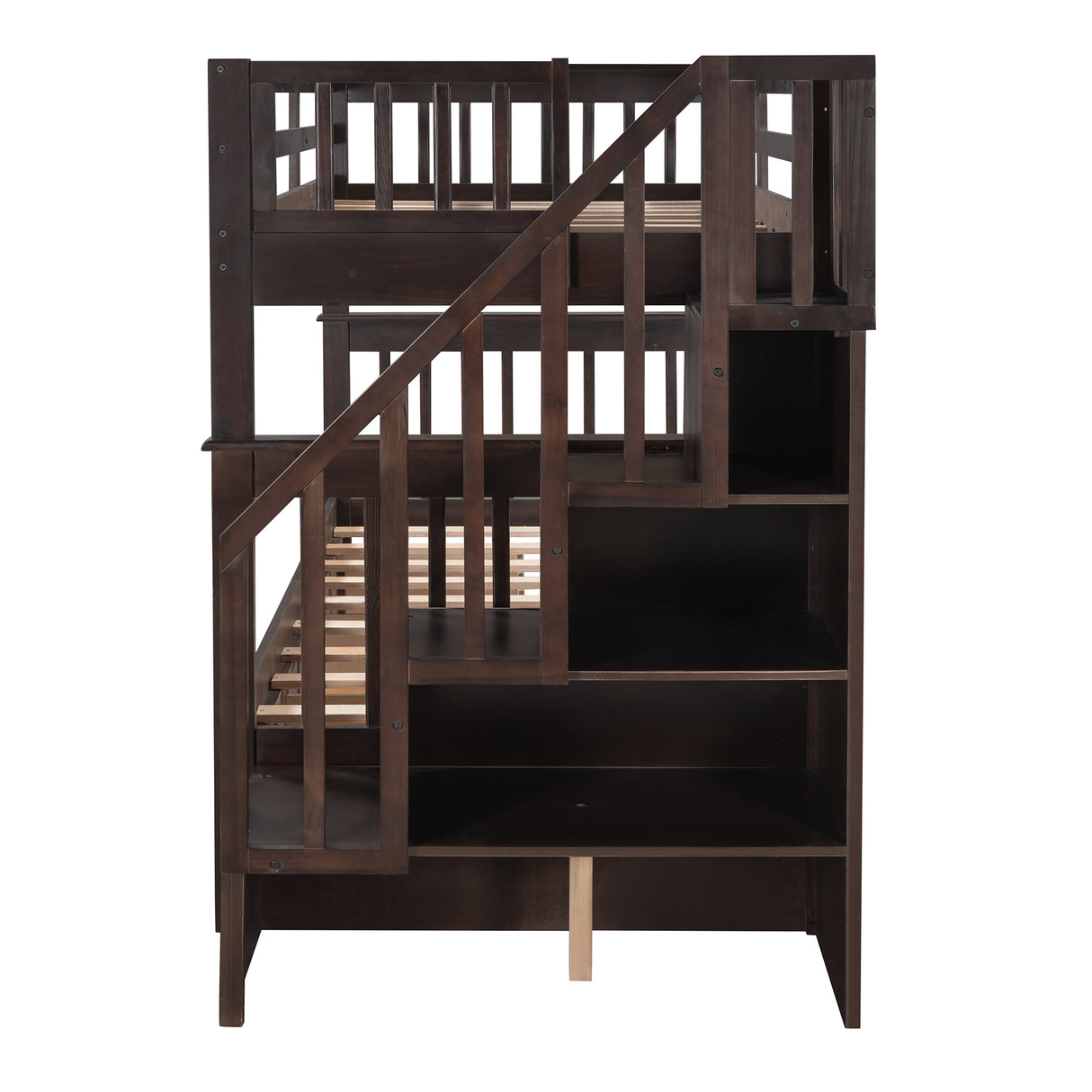 Stairway Twin-Over-Twin Bunk Bed with Three Drawers for Bedroom, Dorm - Espresso(Old sku: LP000309AAP) - Home Elegance USA