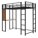 Twin Metal Loft Bed with 2 Shelves and one Desk ,BLACK(Old SKU: MF281206AAB)