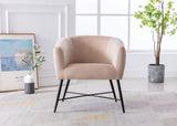 Luxurious Design 1pc Accent Chair Beige Velvet Clean Line Design Fabric Upholstered Metal Legs Stylish Living Room Furniture - Home Elegance USA