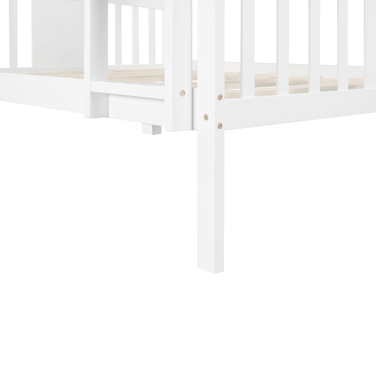 Full over Full Bunk Bed with Ladder for Bedroom, Guest Room Furniture-White(OLD SKU :LP000203AAK) - Home Elegance USA