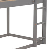 Twin over Twin Low Bunk Bed, House Bed with Ladder , Gray(OLD SKU:WF197808AAE) - Home Elegance USA