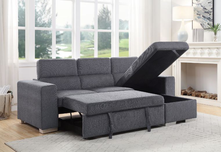 Natalie - Sectional Sofa - Gray Chenille - Home Elegance USA