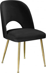 Meridian Furniture - Logan Velvet Dining Chair Set Of 2 In Black - 990Black-C