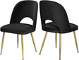 Logan Velvet Dining Chair Set Of 2 In Black - 990Black-C | Meridian