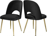 Meridian Furniture - Logan Velvet Dining Chair Set Of 2 In Black - 990Black-C