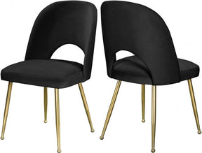 Logan Velvet Dining Chair Set Of 2 In Black - 990Black-C | Meridian
