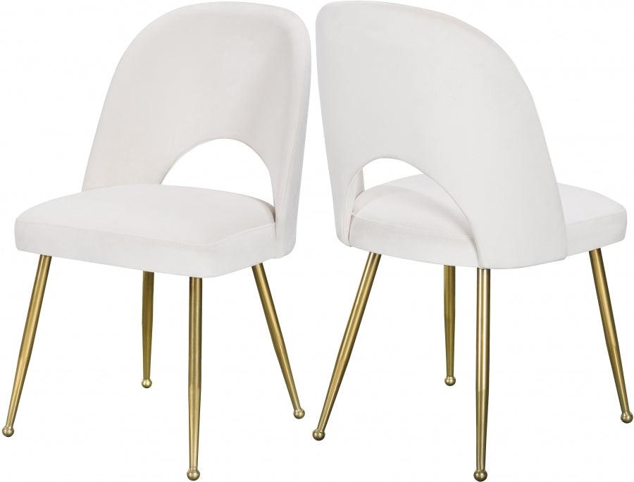 Meridian Furniture - Logan Velvet Dining Chair Set Of 2 In Cream - 990Cream-C