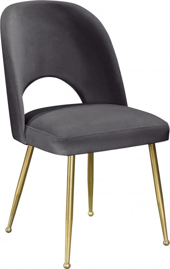 Meridian Furniture - Logan Velvet Dining Chair Set Of 2 In Grey - 990Grey-C