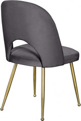 Meridian Furniture - Logan Velvet Dining Chair Set Of 2 In Grey - 990Grey-C