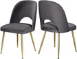Logan Velvet Dining Chair Set Of 2 In Grey - 990Grey-C | Meridian