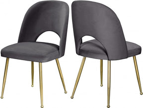 Logan Velvet Dining Chair Set Of 2 In Grey - 990Grey-C | Meridian